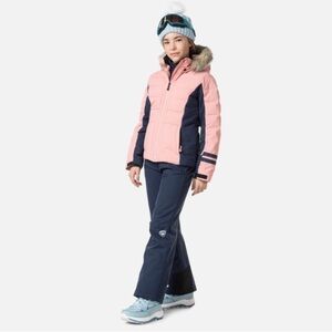 Rossignol Girl’s Pink Navy Blue Faux Fur Puffer Parka Ski Winter Jacket Coat 12